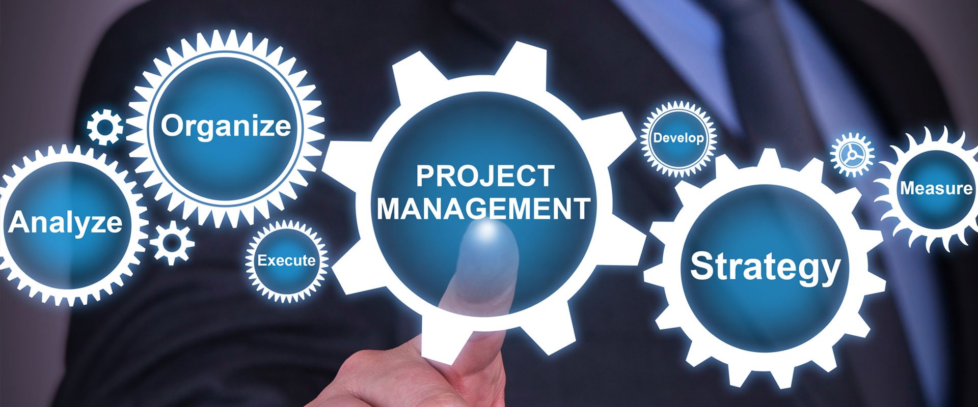 A gear labeled "Project Management". For support REW Computing offers services in project management, as well as eDiscovery and IBM Lotus Notes support for Newmarket, Toronto, the GTA, and Ontario, Canada.